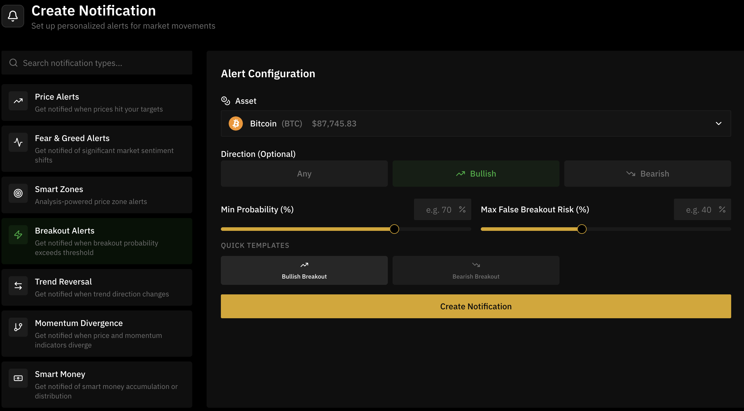 Flicker features: breakout alerts, fear and greed, smart money flow